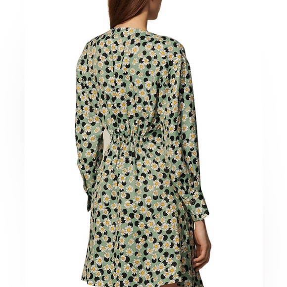 NWT SANDRO Angele Ruched Printed Daisy Mini Dress - Size 40 - Picture 13 of 14